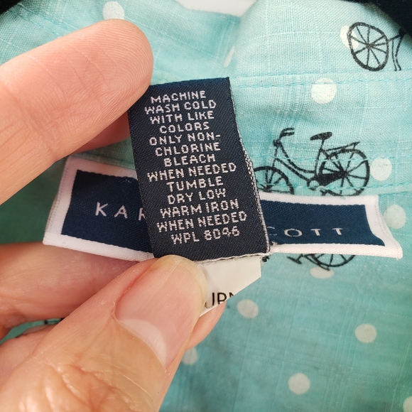 Karen Scott Bicycle Print Women's Large Button Down Shirt - Picture 5 of 5